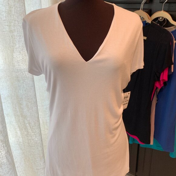INC Ribbed V Neck Shirt XXL White - Picture 1 of 3
